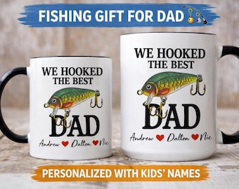 Grappige mok vissende vader, cadeau voor papa die van vissen houdt, vaderdagcadeau van kinderen, koffiemok visser, verjaardagscadeau voor papa