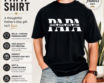 Personalisiertes Papa Shirt, Namen Shirt für Opa, Vatertagsgeschenk von Enkelkindern, Papa Geschenk, Opa Geschenk Shirt, Familiennamen