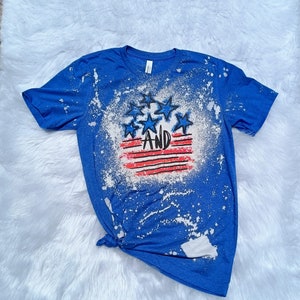 American Stars And Stripes Bleached Shirt - Fourth of July Bleached Tee - Red White Blue Tee - Bleached Shirt - Bleached Shirt - Vintage Tee