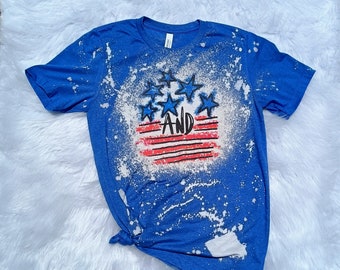 American Stars And Stripes Bleached Shirt - Fourth of July Bleached Tee - Red White Blue Tee - Bleached Shirt - Bleached Shirt - Vintage Tee