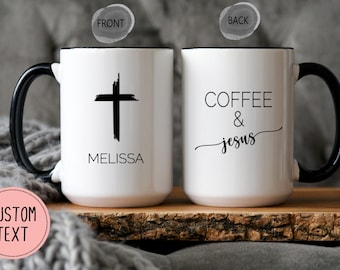 Taza personalizada de café con Jesús, taza cristiana, regalo de la Biblia, taza de café con Jesús, regalo religioso matutino, regalo cristiano