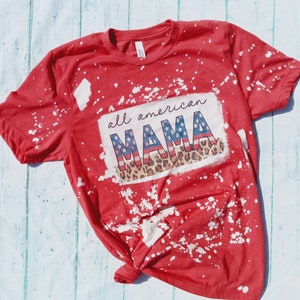 All American Mama Bleached Shirt - American Mama Bleached Tee - Leopard - Bleached Shirt - Bleached Shirt - Mama Leopard - Vintage Shirt