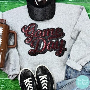 Game Day Maroon Sequins Chenille Patch Crewneck Sweatshirt - Game Day Sweatshirt - Football Sweatshirt - School Spirit - Highschool Football