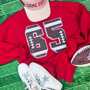 Large Football Number Patch - Sequin Football Number Sweatshirt - Football Patch - Sequin Number Patch - Game Day Sweatshirt