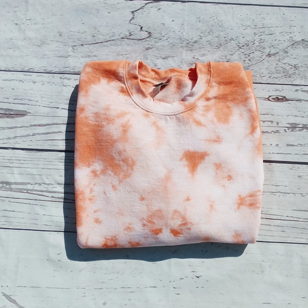 Soft Orange Tie Dye Sweatshirt -  Orange Sweatshirt - Orange Tie Dye Sweatshirt - Sweater - Orange Tue Dye Sweatshirt