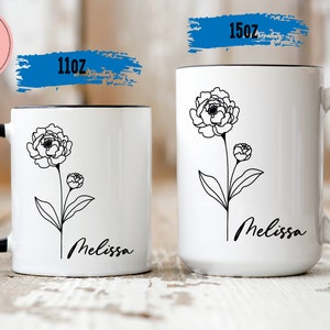 Custom Flower Name Mug - Personalized Birthday Mug - Birthday Gift for Her - Birth Month Gift - Birthday Mug - Gift for Friend - Flower Mug
