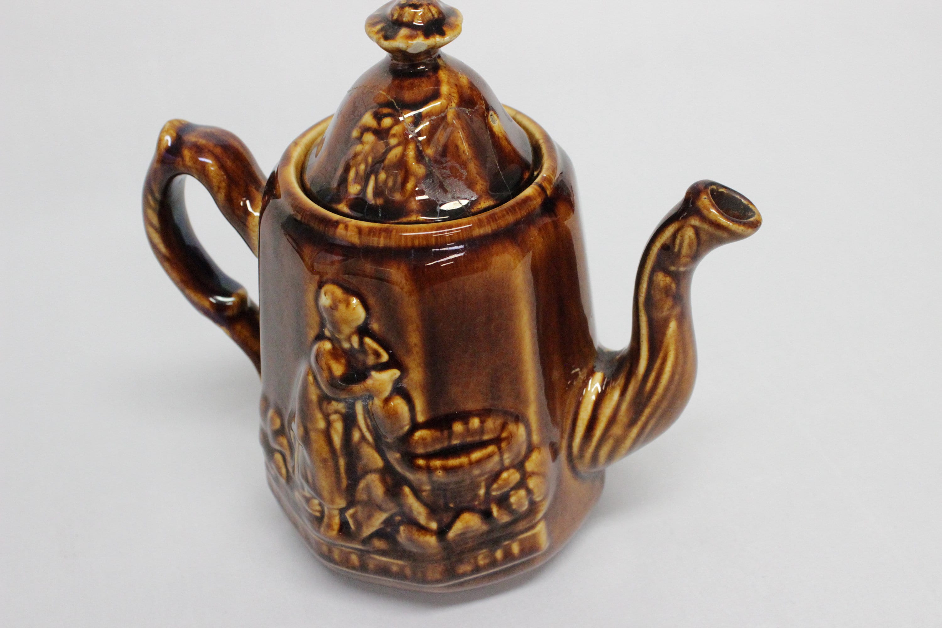 Antique Rockingham Brown Glaze Teapot Rebekah at the Etsy