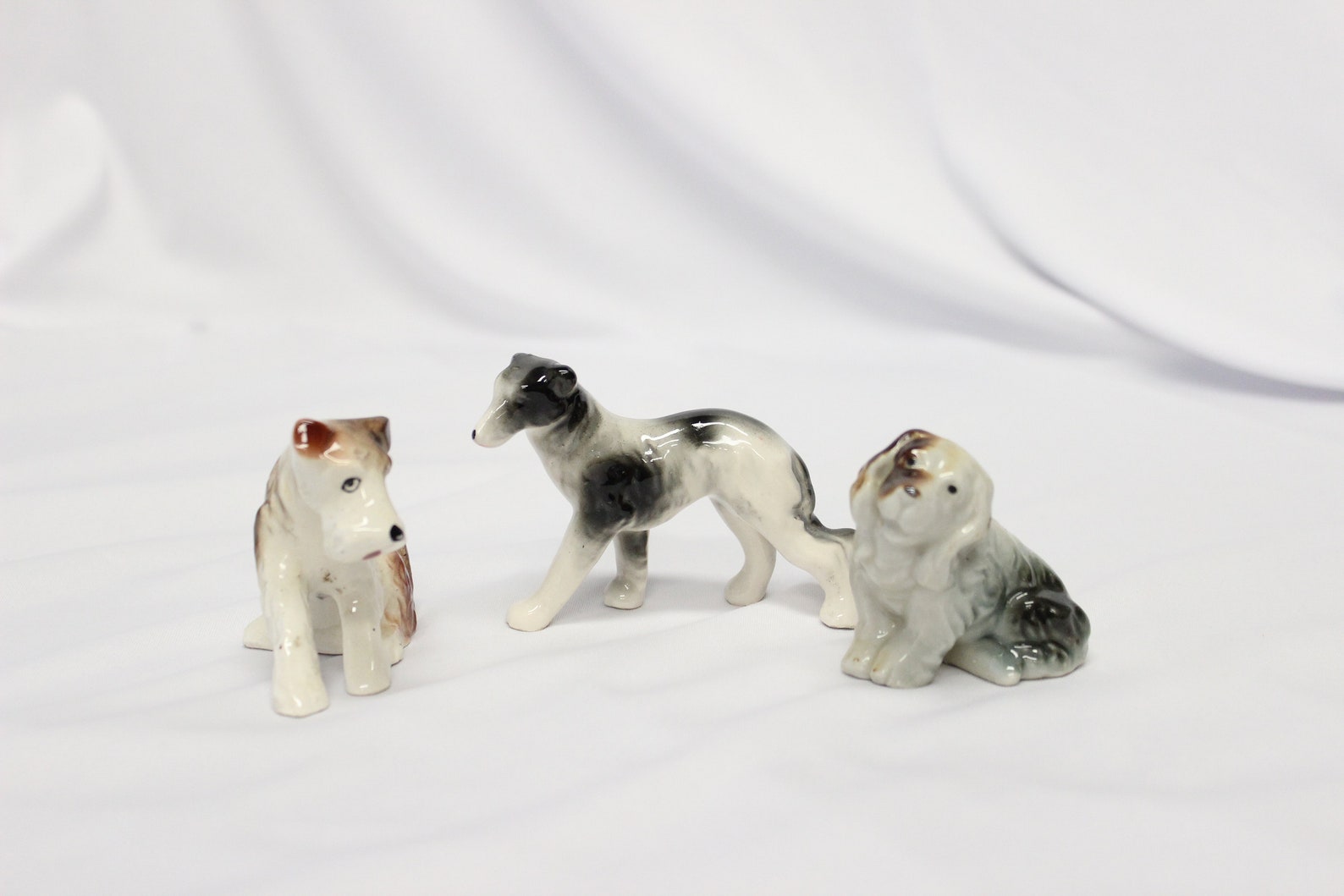 Set of 3 Ceramic Dog Figurines Etsy