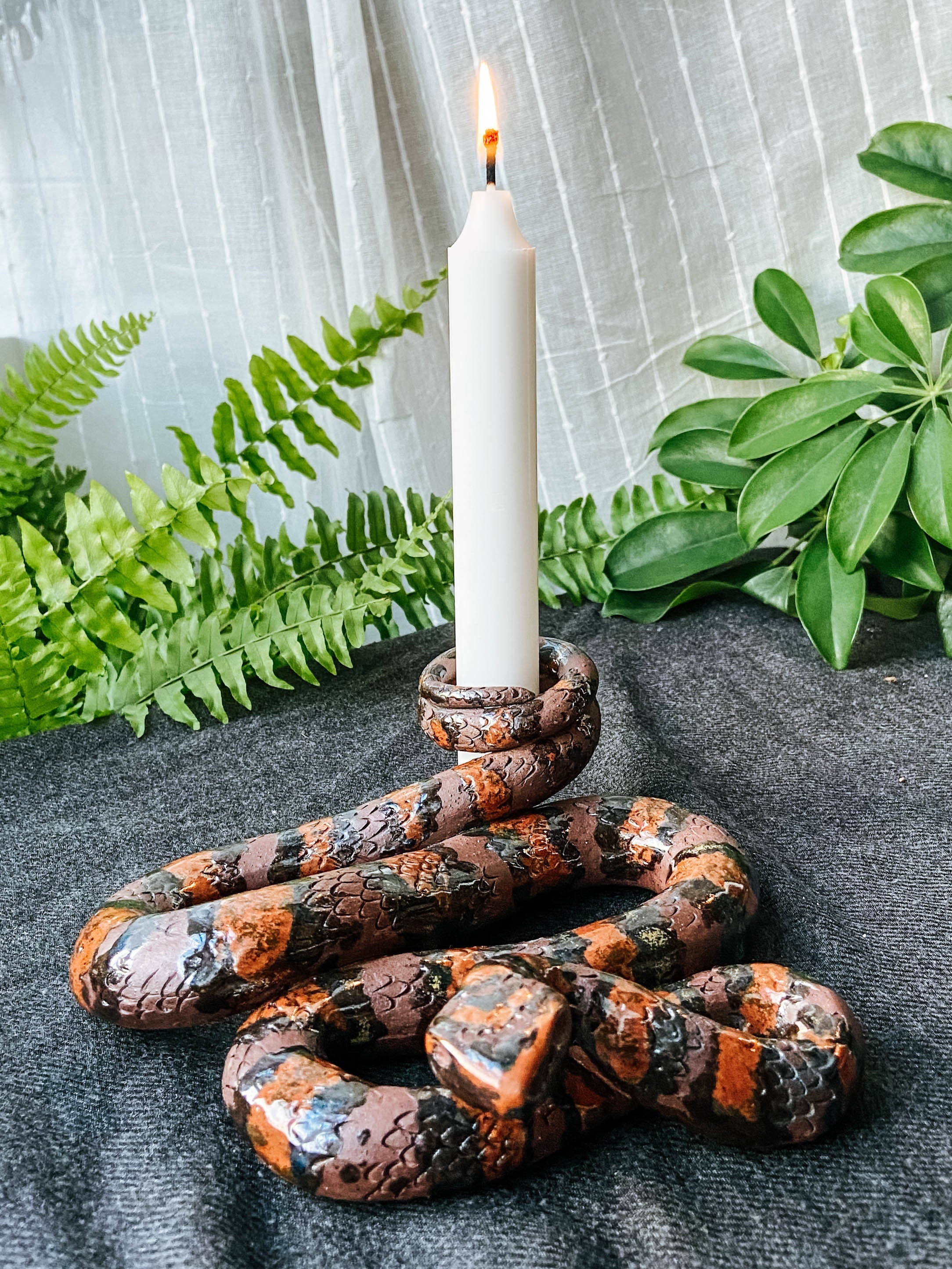 Ceramic Snake Candle Holder Scuplture Etsy
