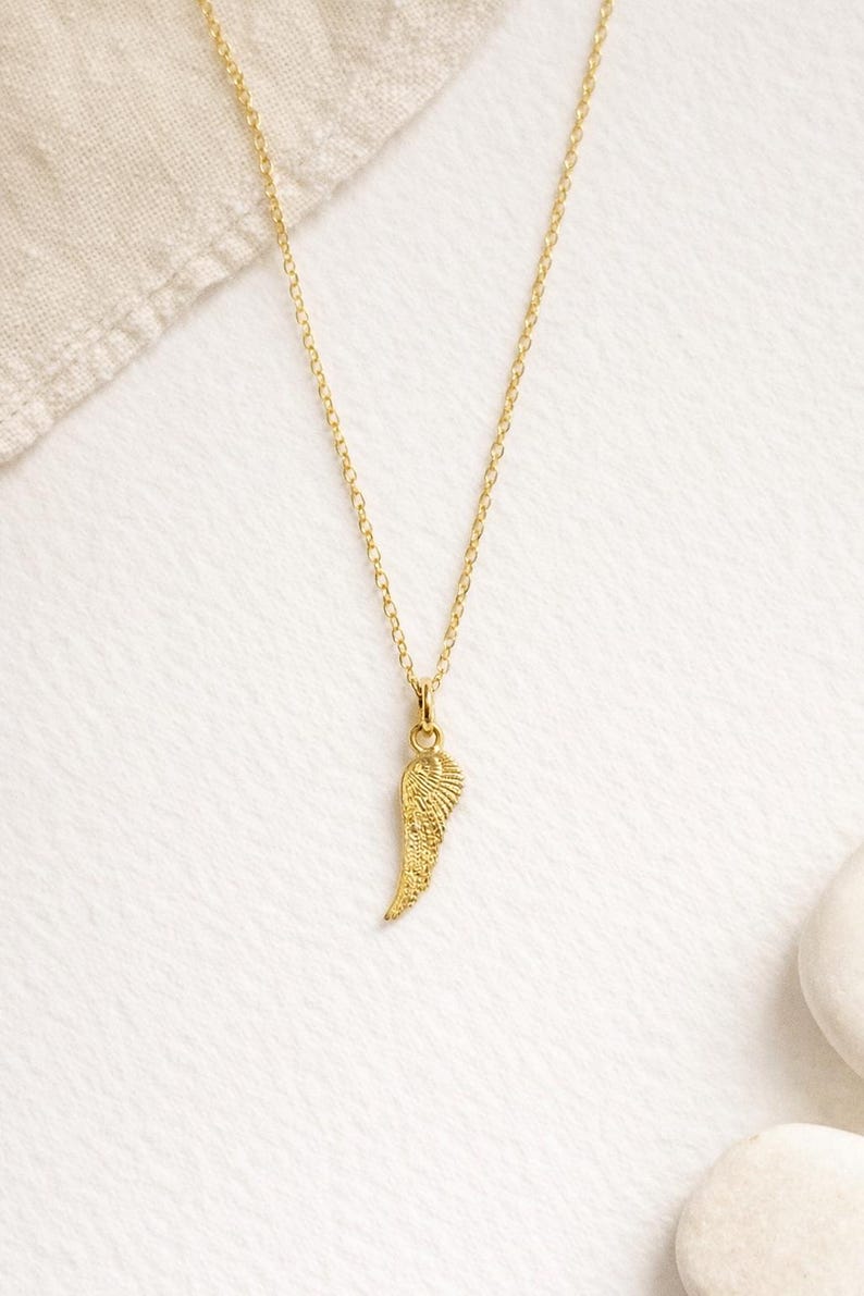 Sterling Silver Angel Wing Necklace | Dainty Angel Wing Charm Necklace | Meaningful Jewellery Gift | Everyday Silver Necklace image 3