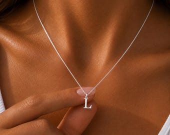 Collier initiale en argent sterling | Collier lettre personnalisé | Bijoux prénoms délicats | Cadeau pour elle