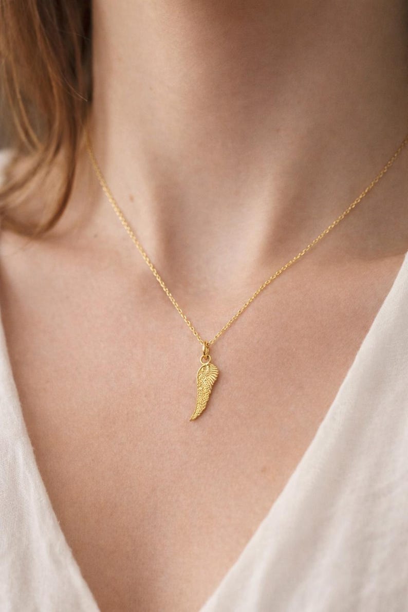 Sterling Silver Angel Wing Necklace | Dainty Angel Wing Charm Necklace | Meaningful Jewellery Gift | Everyday Silver Necklace image 4