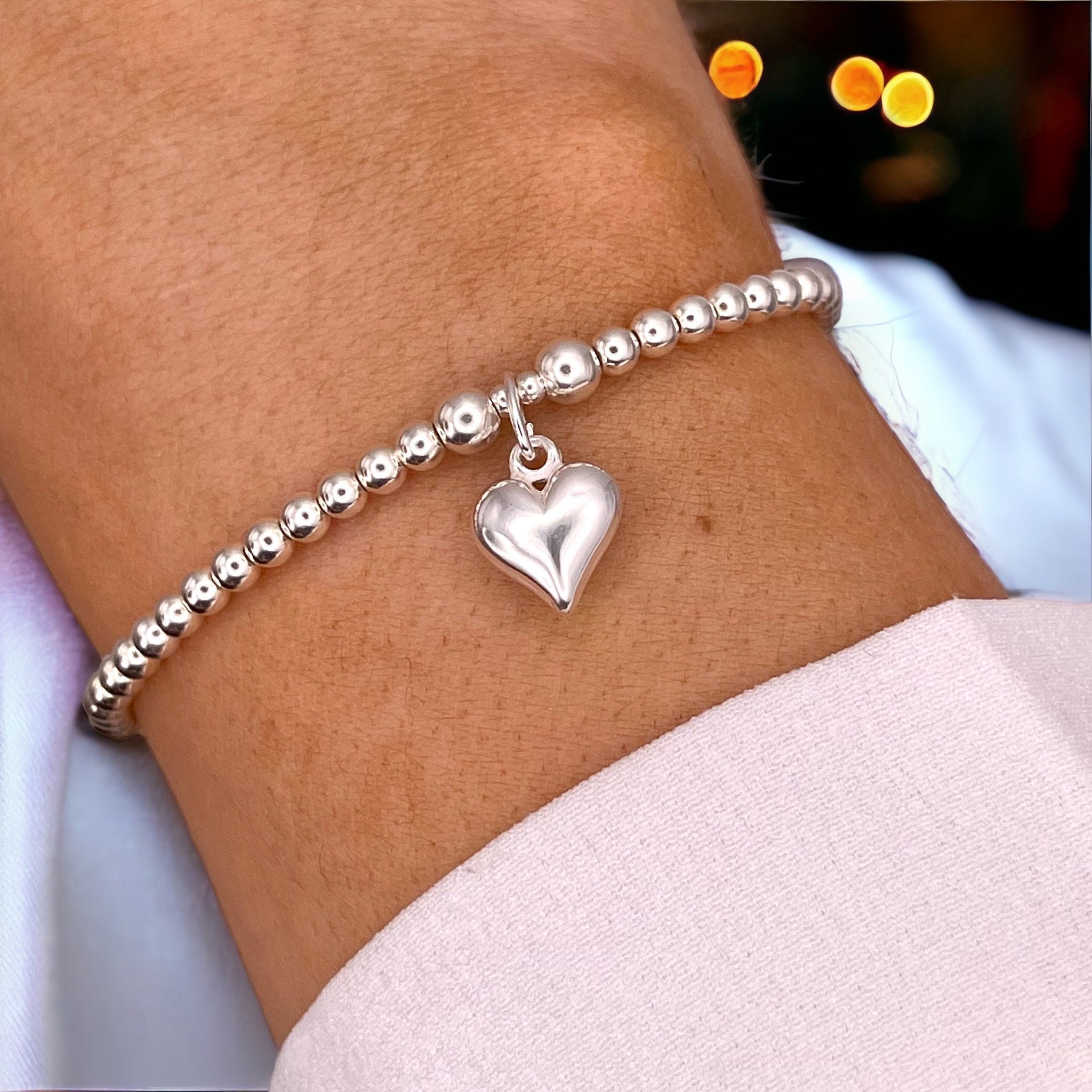 thumbnail image 2 of Inka Sterling Silver Stretch Charm Bracelet – Large Heart Charm (Nickel Free) 2 of 2
