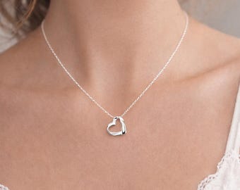 Sterling Silver Heart Necklace | Dainty Heart Pendant | Meaningful Jewellery Gift for Her | Minimal Jewellery | Everyday Layering Necklace