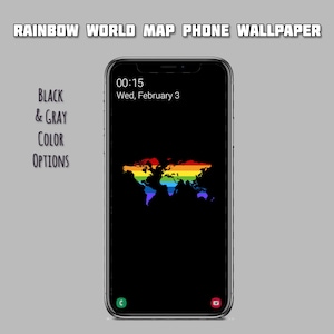 Rainbow World Map Téléphone Wallpaper || Fond d’écran numérique pour iPhone/Android