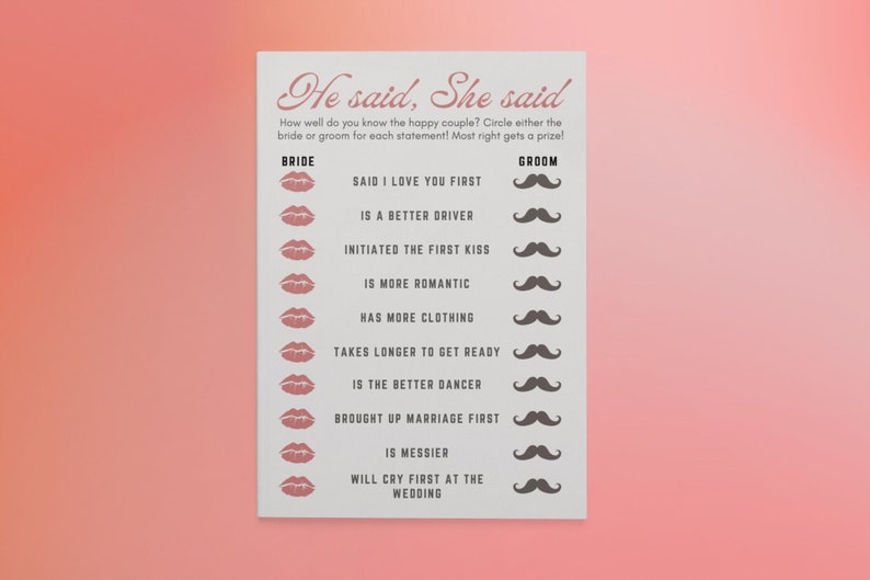 Free She Said He Said Printables