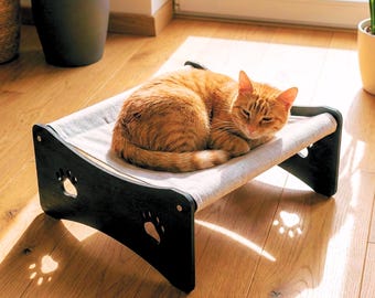 Modern and Stylish Hammock Style Cat Bed, Pet Sofa with Washable Linen Fabric