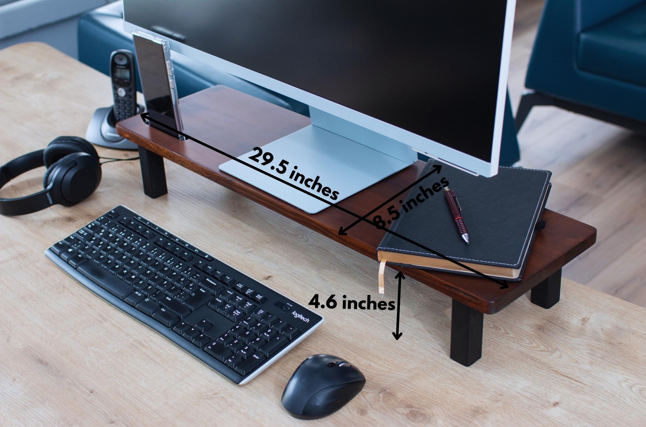 Wooden Monitor Stand | Modern Desk Riser for Imac & Laptop | Solid Wood ...