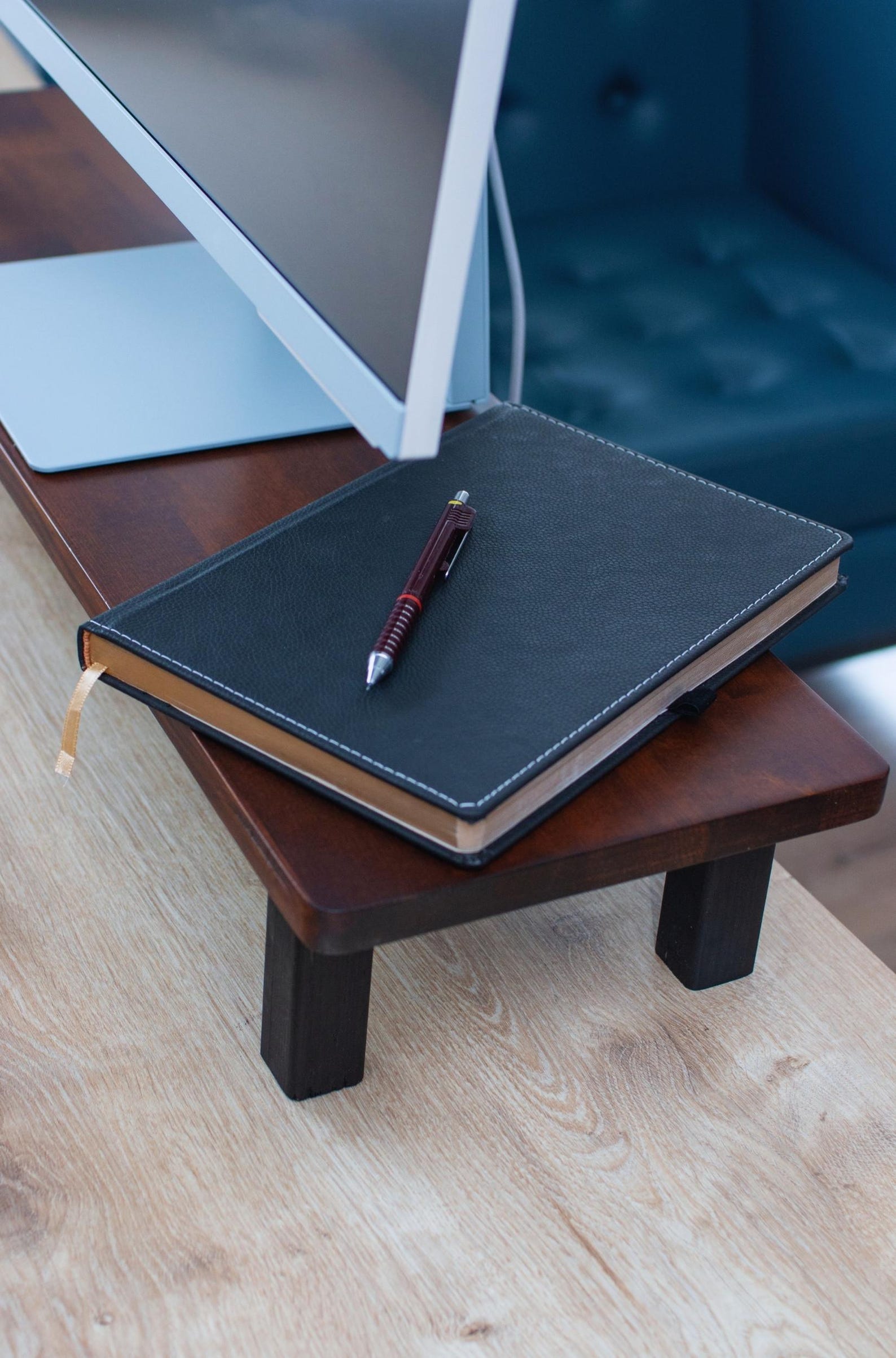 Wooden Monitor Stand | Modern Desk Riser for Imac & Laptop | Solid Wood ...