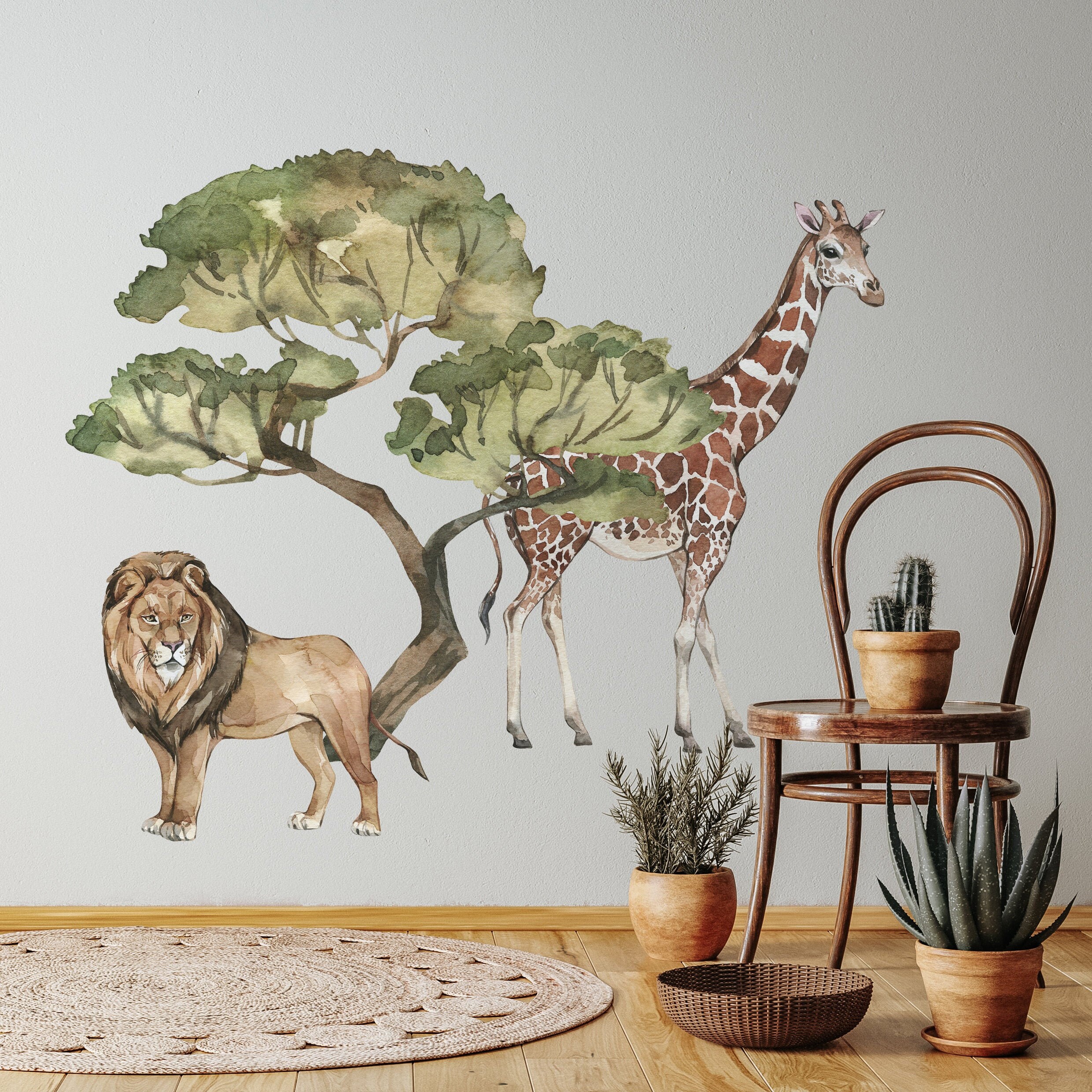 Safari Wall Decal African Animals Set Etsy
