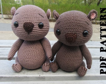 Crochet Wombat Pattern, Amigurumi Stuffed Animal Toy (PDF Pattern)