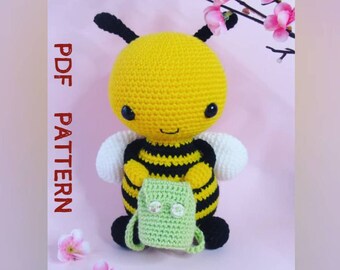 Amigurumi Bee Crochet Pattern, Cuddle Size Bumblebee Toy (PDF Pattern)