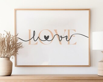 Love Printable Wall Art, Love Sign, Living Room Poster, Inspirational One Word Print, Home Decor, Quote Prints, Love Word Art, Love Print