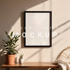 4X3 Black frame mockup PSD template, Empty vertical frame mockup, Modern Black frame mockup for prints, Picture frame mockup, Neutral mockup