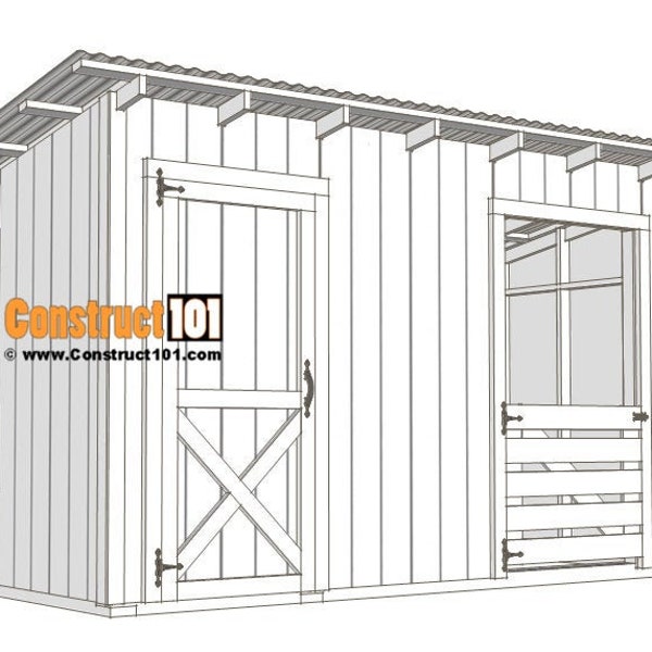 Goat Shelter Plans with Storage - Pig Shelter - Animal Shelter Plans | PDF Download