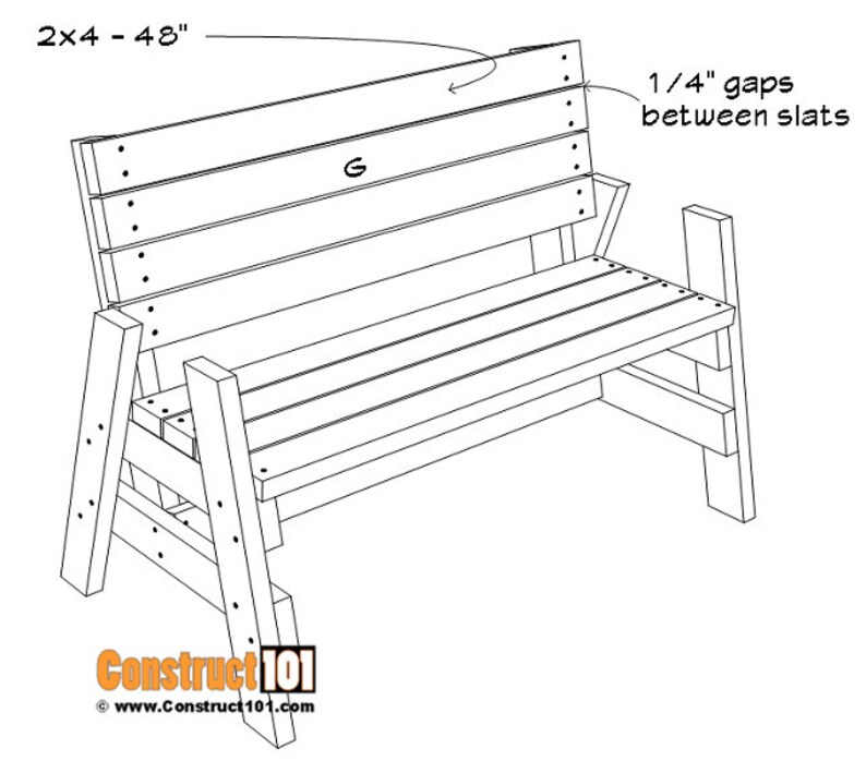 DIY 2x4 Outdoor Bench Plans PDF Etsy