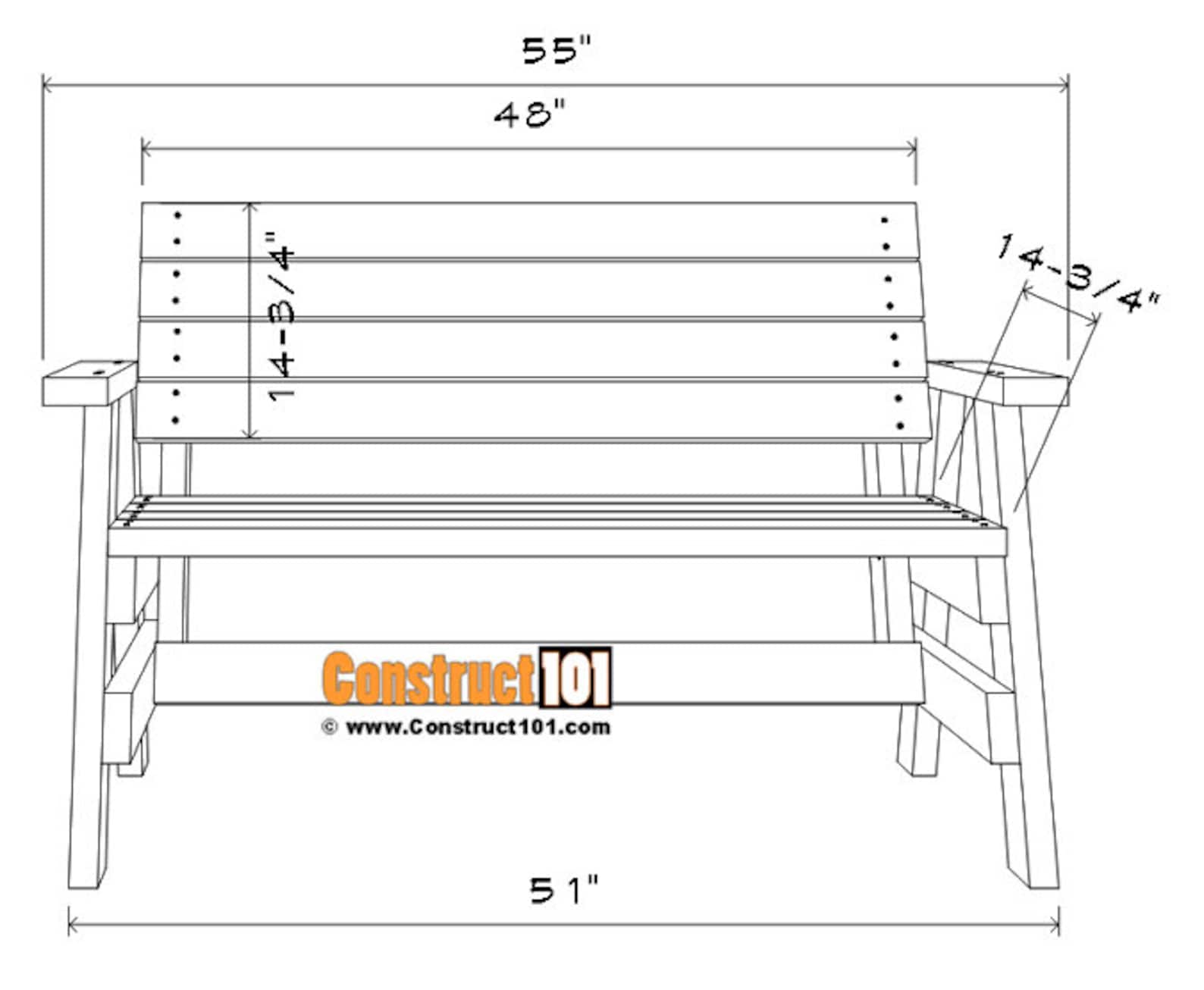 DIY 2x4 Outdoor Bench | Plans | PDF - Etsy