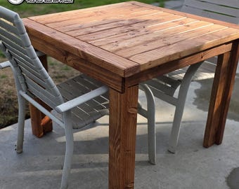Planos para mesa de patio cuadrada / Proyecto de 2x4 / Descarga en PDF