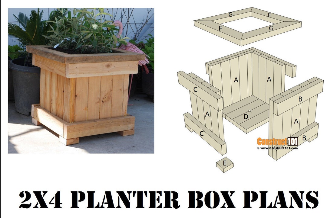 DIY 2x4 Planter Box Plans Etsy