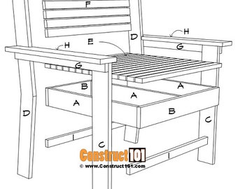 Silla de patio para construir uno mismo / Planos / PDF