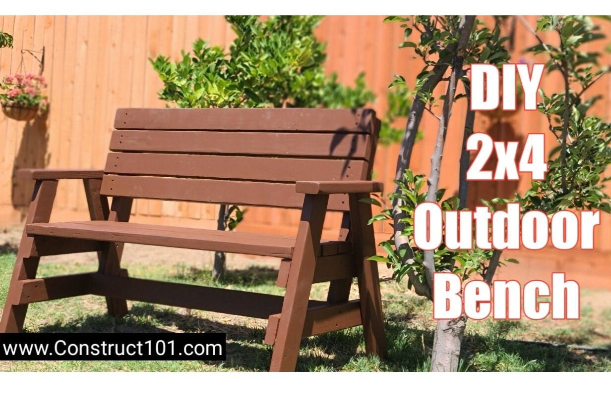 72 long Bench PLANS ONLY DIY 2x4 wood Patio Garden Indoor Outdoor