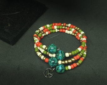 Bohemian Beaded Bracelet Glass Beads | Gift for Her | Wrap Bracelet jewelry | Boho