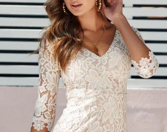 elegant white lace dress