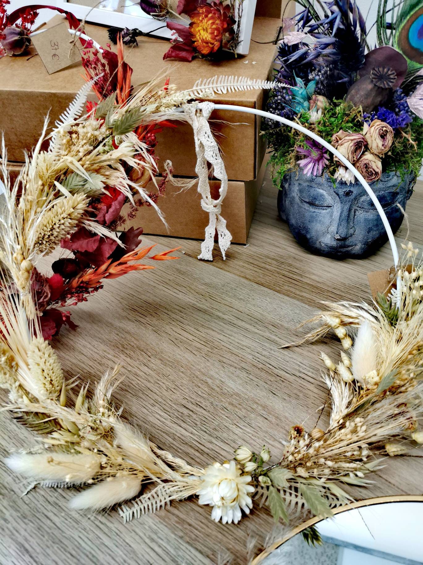 Couronne Murale Fleurs Séchées