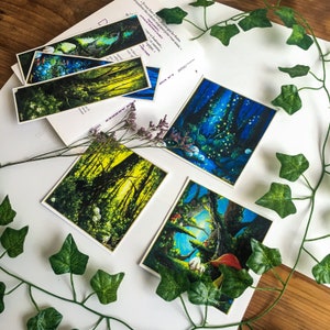 Lots Art prints, Cartes postales, Marques pages, Illustrations féerique, Papeterie, 6 modèles, Nature Fantasy Art, Acrylique