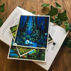 Cartes Postales,  Illustration féerique, Papeterie 3 modèles, Nature Fantasy Art Acrylique