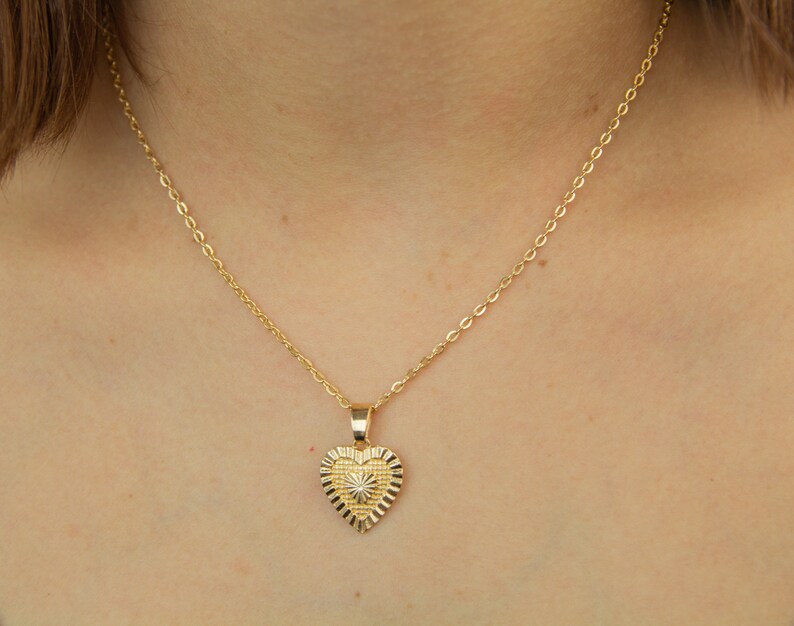 heart necklace gold heart pendant heart jewelry Gold Heart Necklace Mother/'s Day Gifts gold heart necklace heart pendant