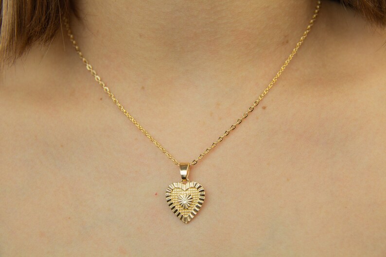 heart necklace gold heart pendant heart jewelry Gold Heart Necklace Mother/'s Day Gifts gold heart necklace heart pendant