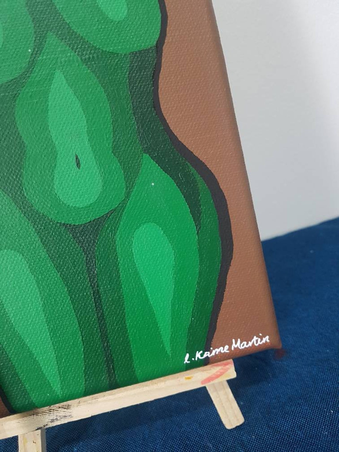 Original Acrylic Painting Of Nude Woman In Shades Of Green Etsy