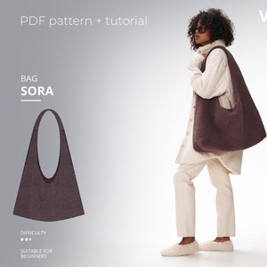 Sora Bag PDF Pattern One Size | Sewing Pattern Shoulder Bag Pattern Handbag Pattern Big Bag Pattern Shopper Bag Sewing Pattern Tote Bag PDF