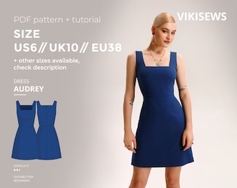 Audrey dress sewing pattern with tutorial size US 6 UK 10 EU 38
