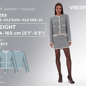 Mercy Jacket PDF sewing pattern with tutorial, size EU34-EU52 for 154-160 cm height