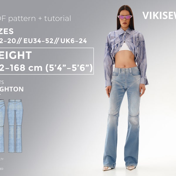 Leighton Pants PDF sewing pattern with tutorial, size EU34-EU52 for 162-168 cm height