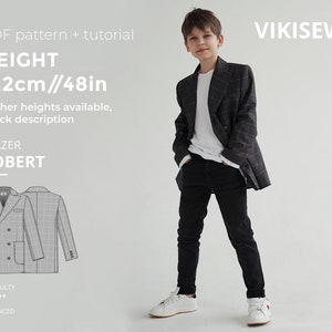 Robert blazer sewing pattern with tutorial height 48 in 122 cm