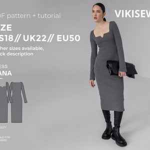 Siana dress pattern with pdf tutorial size US 18 UK 22 EU 50