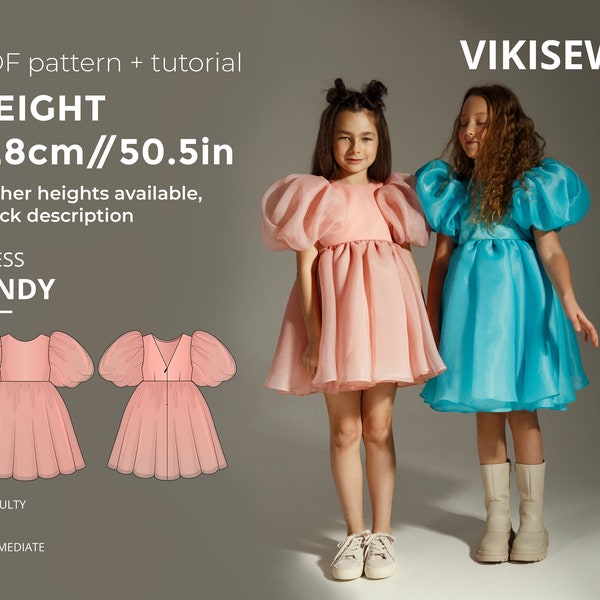 Cindy dress pattern with pdf tutorial height 50.5 in 128 cm